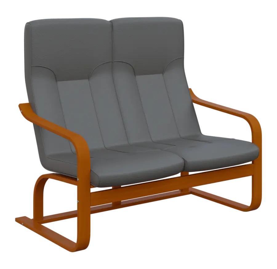 BO - 2 dvojkřeslo, dřevěná kostra, moření třešeň, koženka OTO SA 2, tmavě šedá